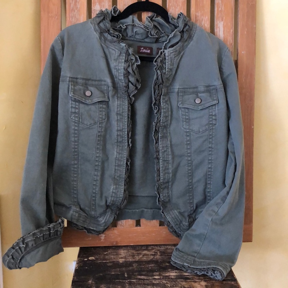 Stylish green denim canvas jacket